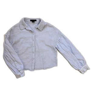 Sanctuary Light Blue Gauze‎ Cropped Button Front Shirt XS